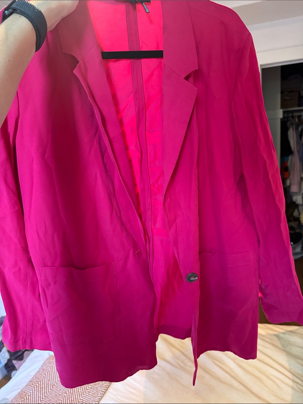 DKNY Hot Pink Single-Button Blazer Jacket - Picture 2 of 5